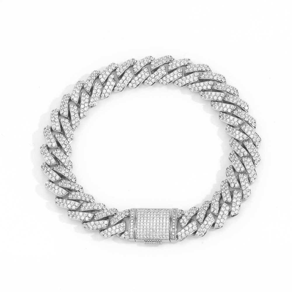 Classic Iced Cuban Link Bracelet – Silver Edition