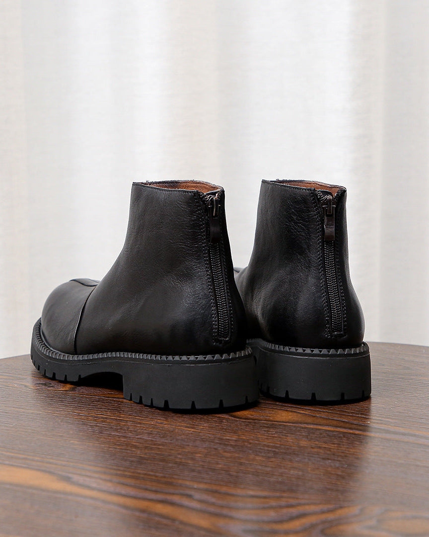 The Zip Rugged Leather Boots