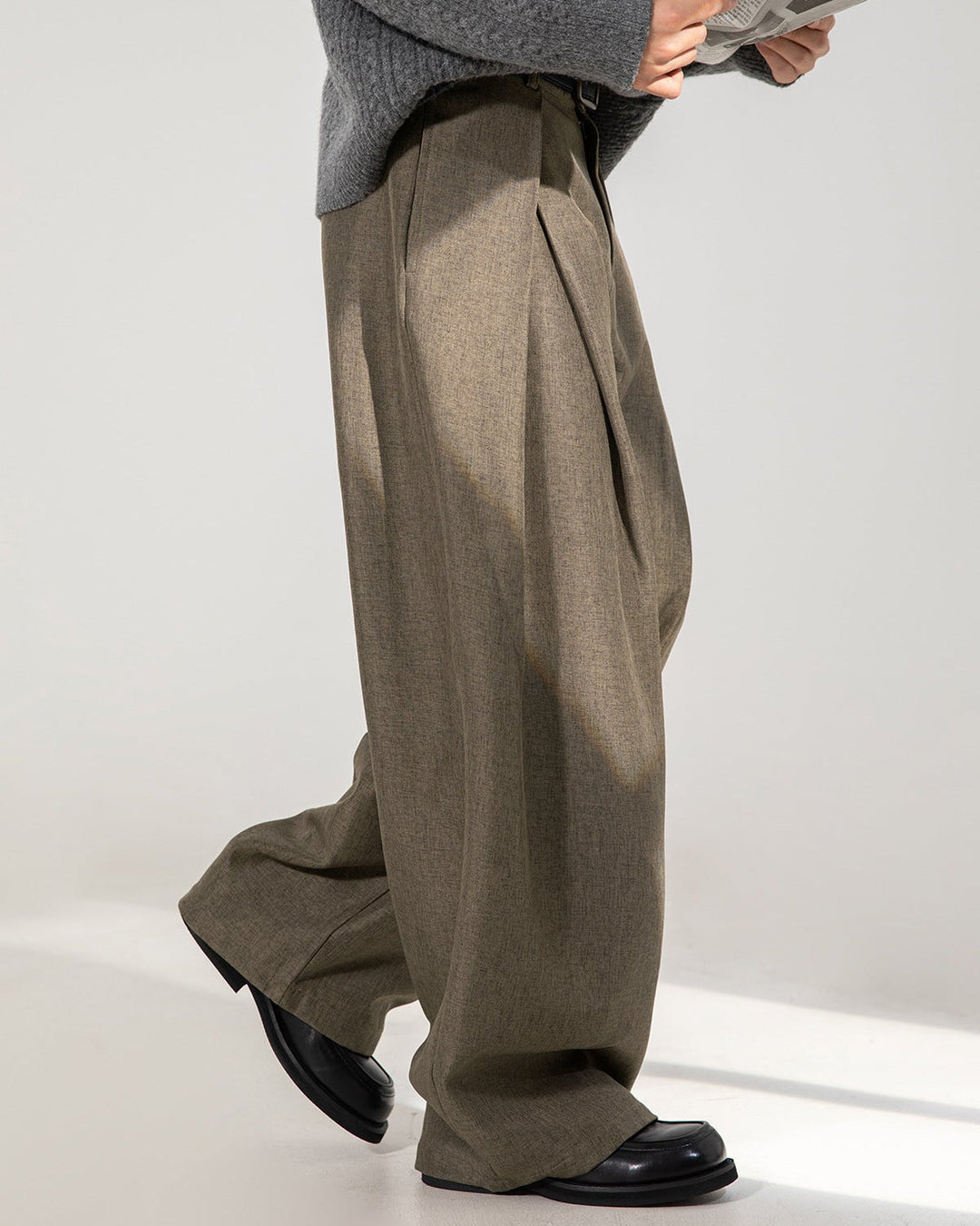 Wide-Leg Pleated Trousers