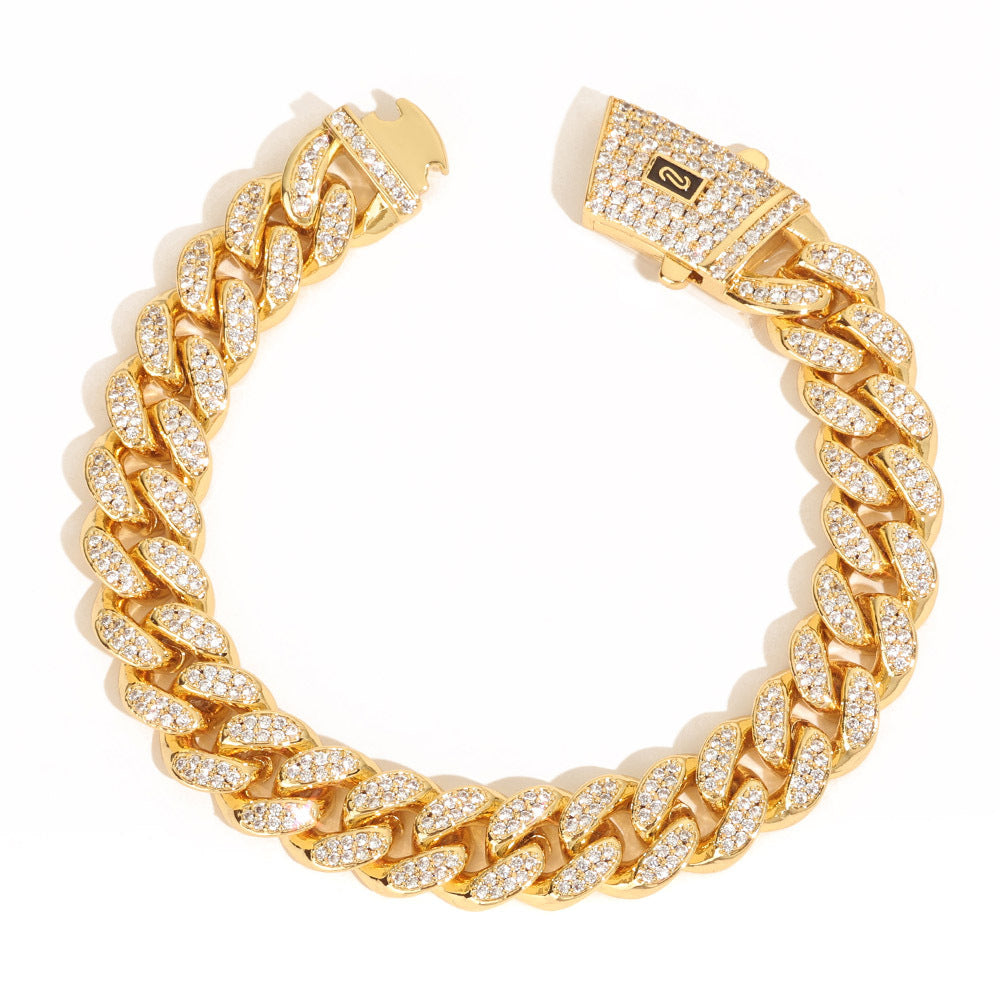 12mm Diamond Iced Cuban Link Bracelet