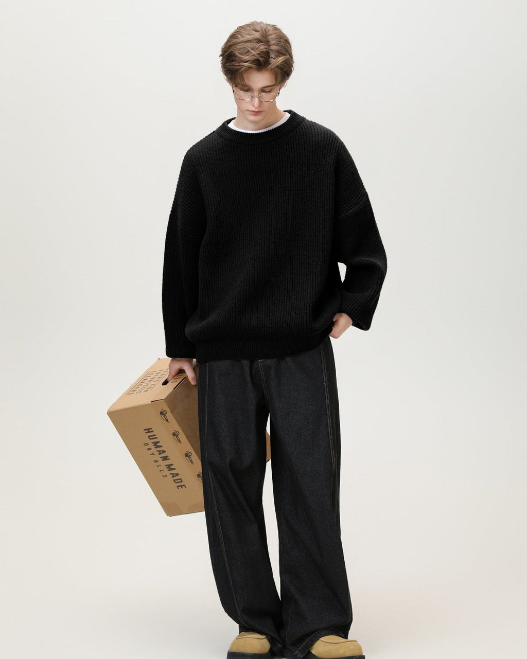 Sunday Scare Oversized Knit Relaxed Crewneck Sweater
