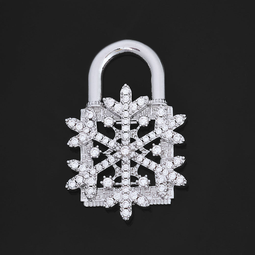 Iced Snowflake Lock Necklace – Silver Edition