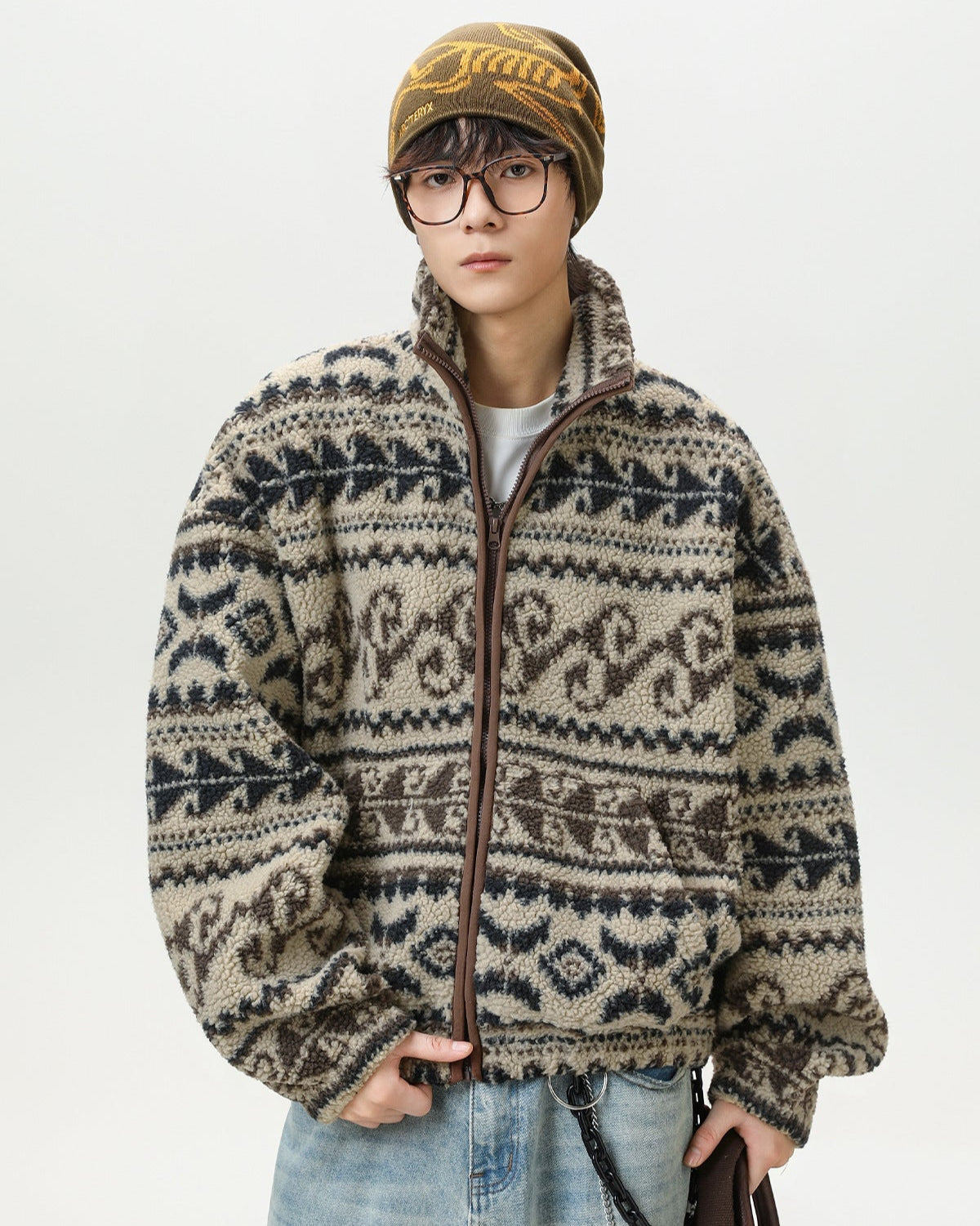Ethnic Jacquard Heavy Polar Fleece Jacket
