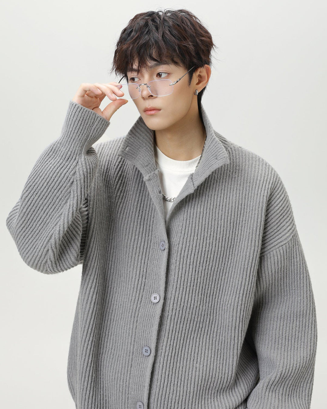 Minimalist Heavy Rib Knit Cardigan