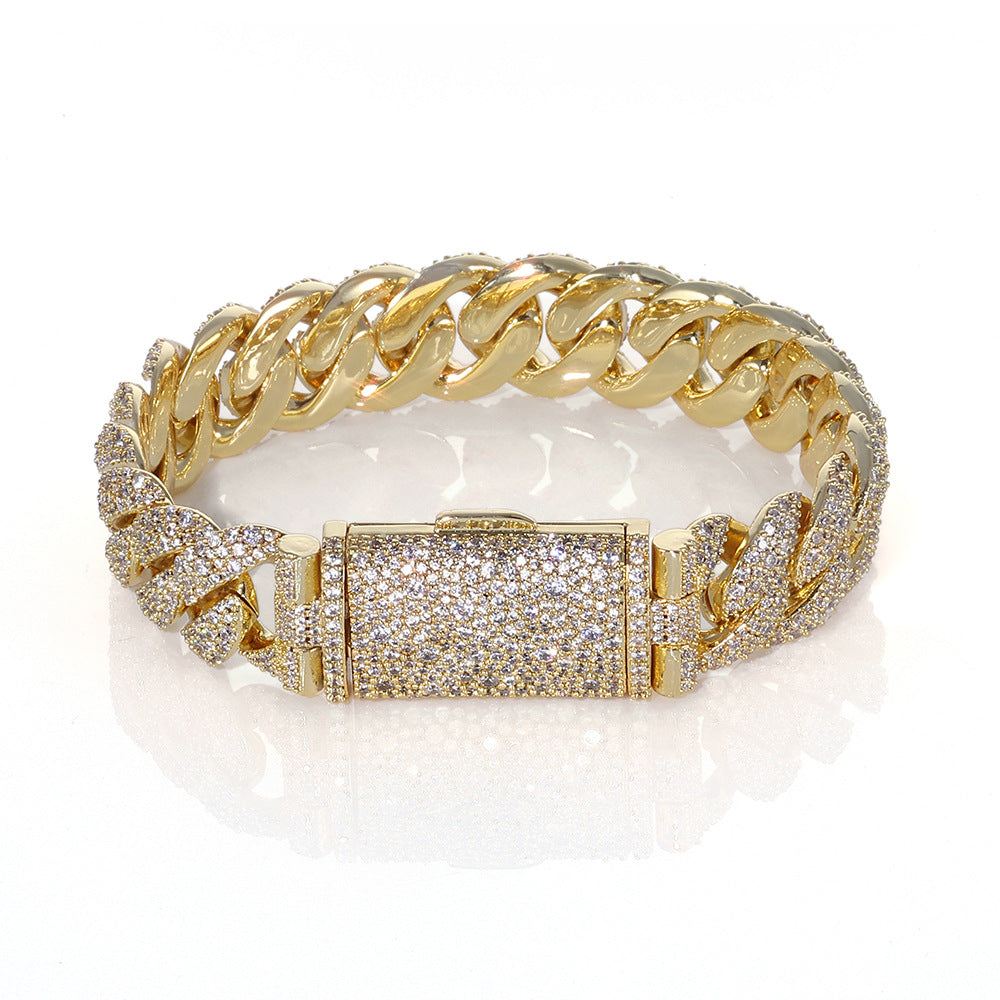 14mm Fully Iced Cuban Lock Bracelet