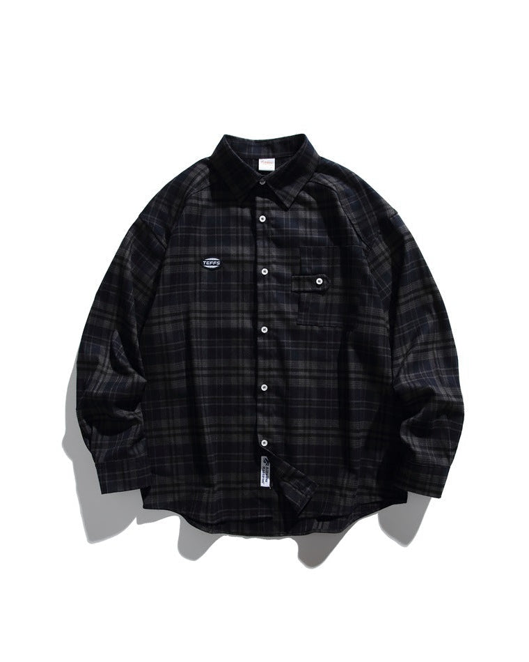 The TerraTone Plaid Fleece Long-sleeved Polo Shirt
