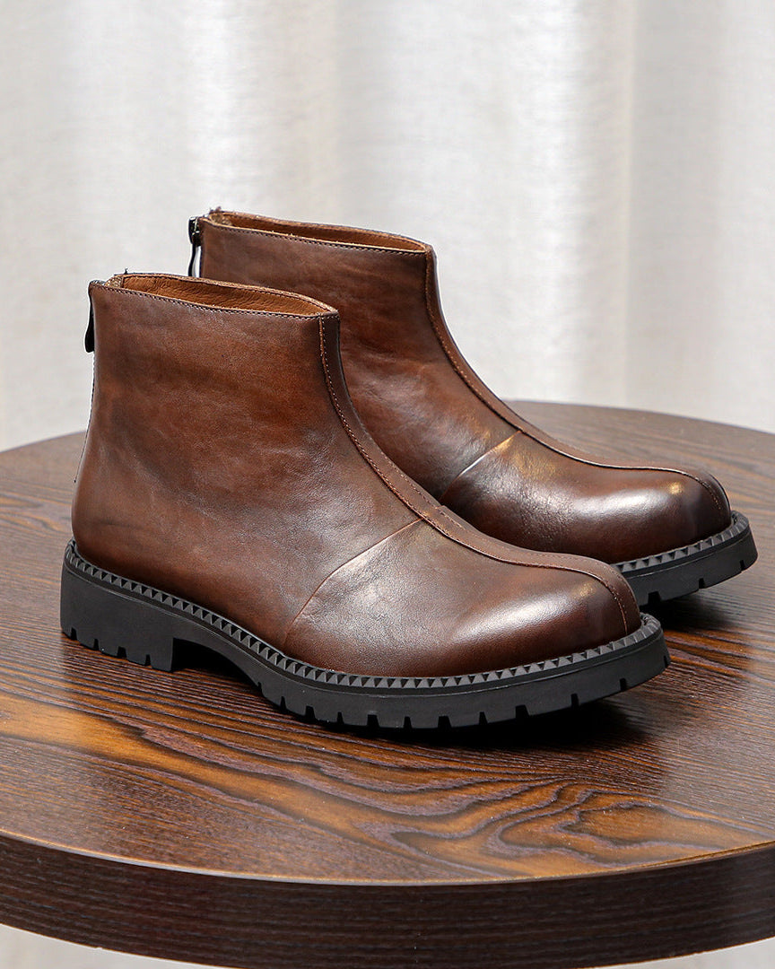 The Zip Rugged Leather Boots