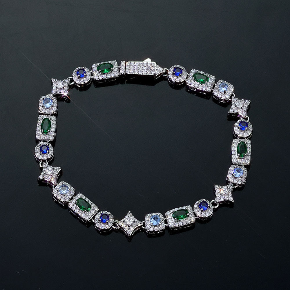 Emerald & Sapphire Halo Bracelet