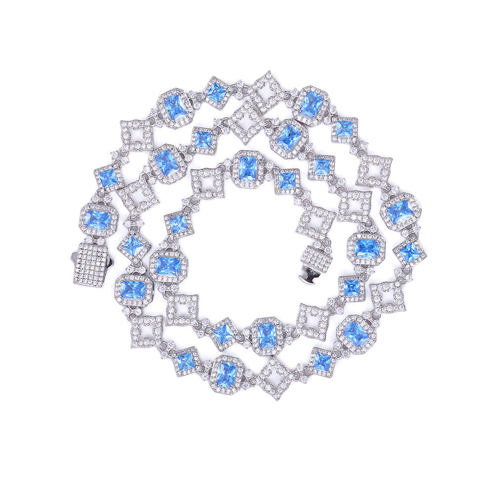 Blue Ice Halo Tennis Necklace