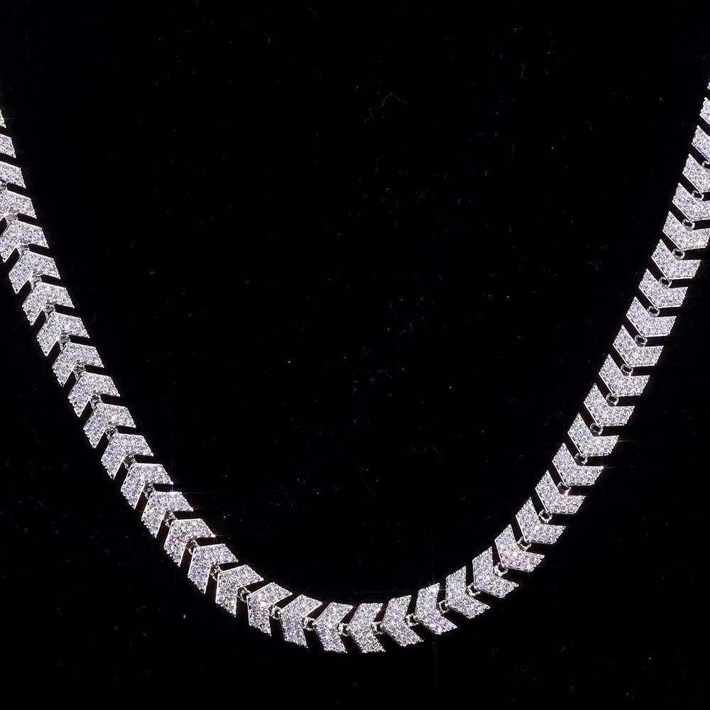 Chevron V-Link Diamond Chain Necklace