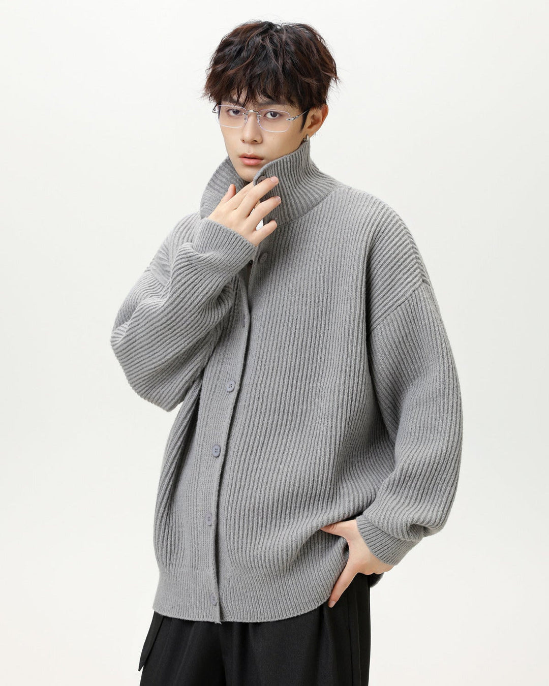 Minimalist Heavy Rib Knit Cardigan