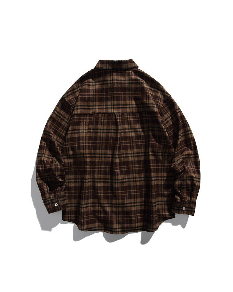 The TerraTone Plaid Fleece Long-sleeved Polo Shirt