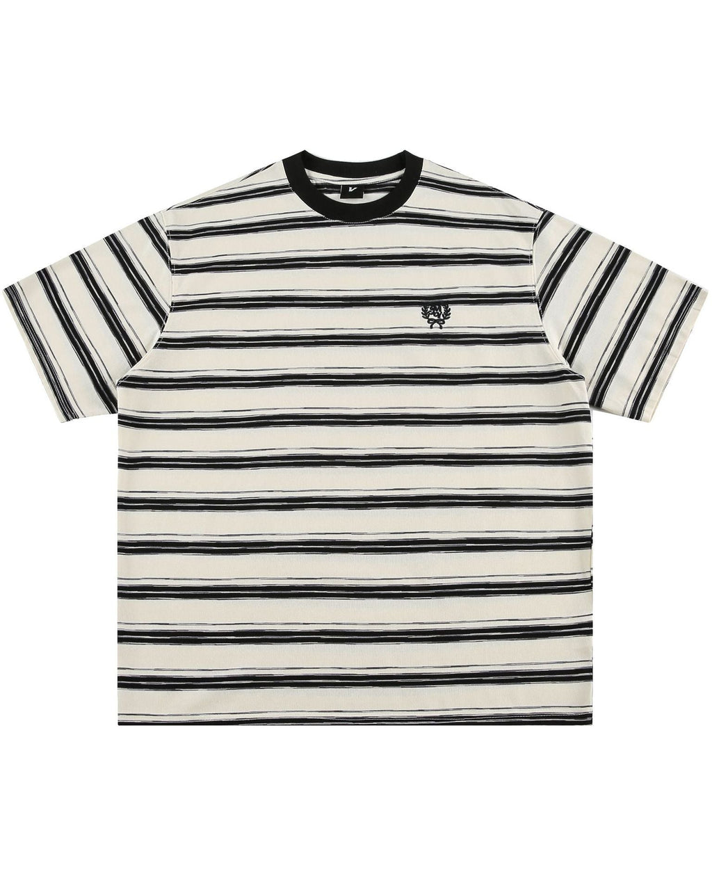 The Embroidered Contrast Striped Short-sleeved T-shirt