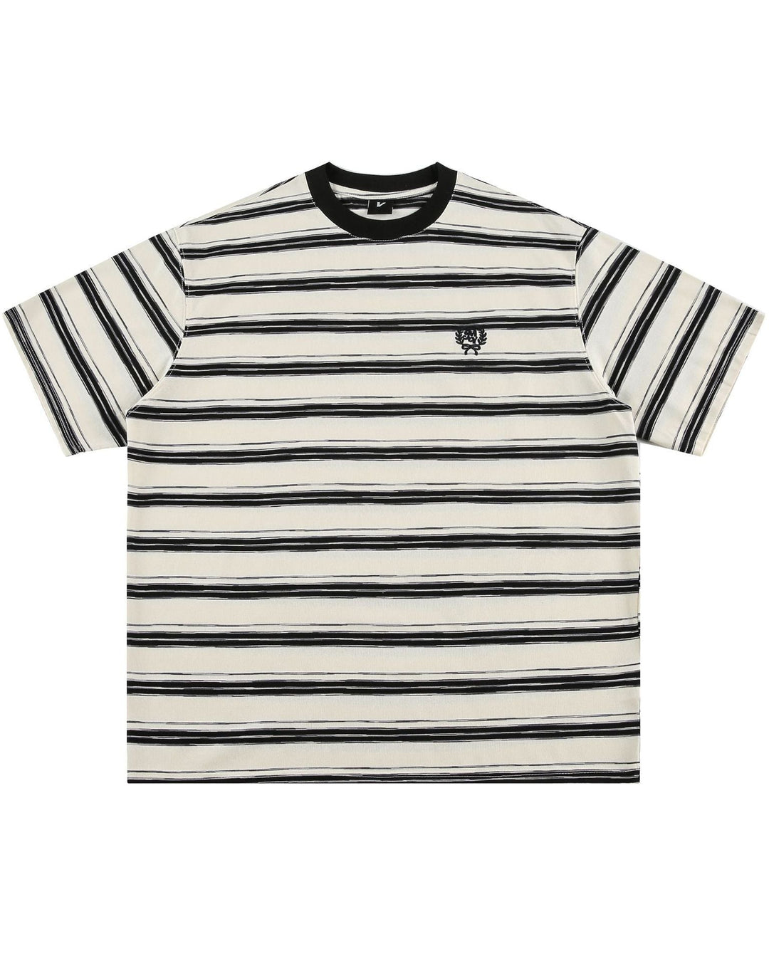 The Embroidered Contrast Striped Short-sleeved T-shirt