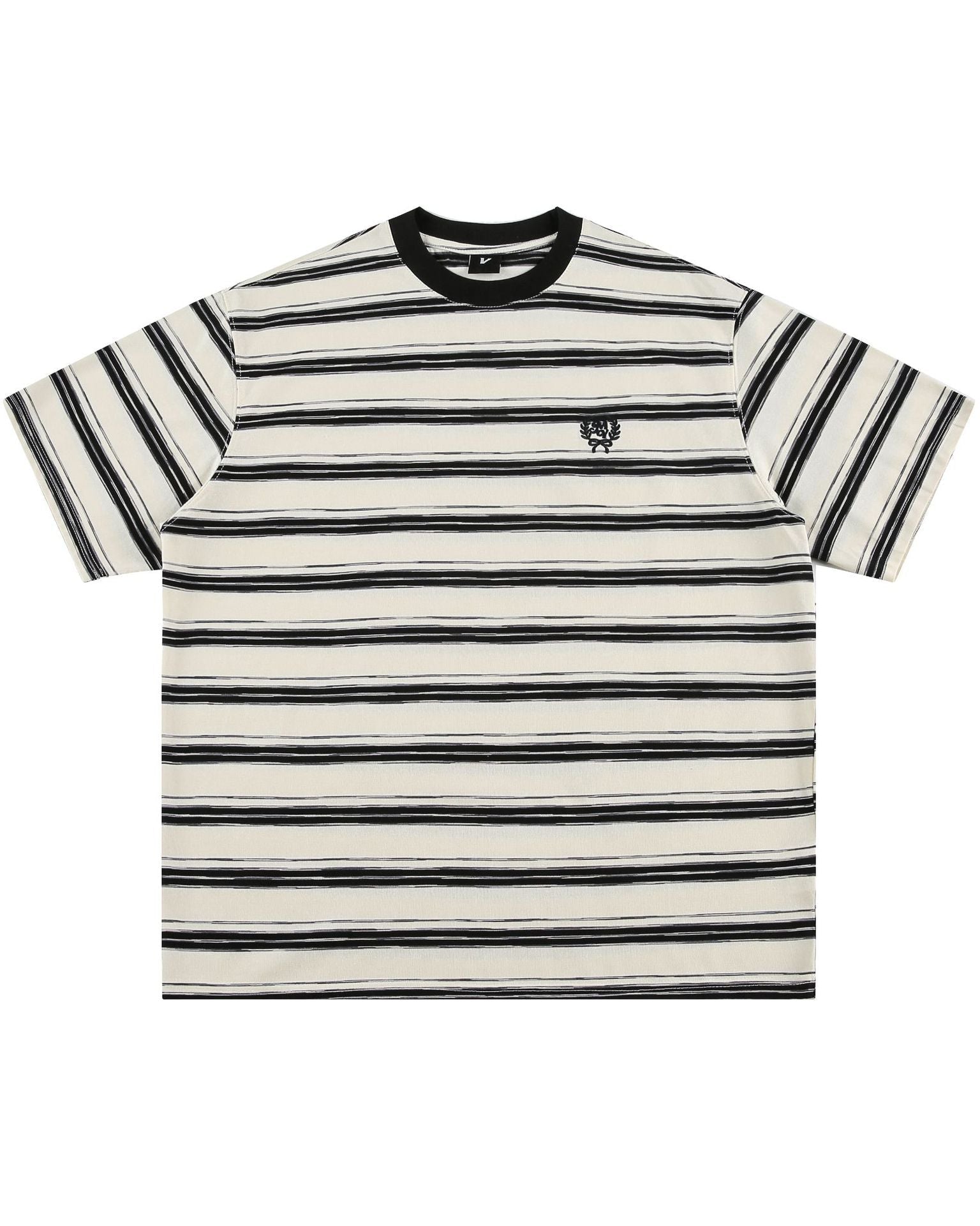 The Embroidered Contrast Striped Short-sleeved T-shirt