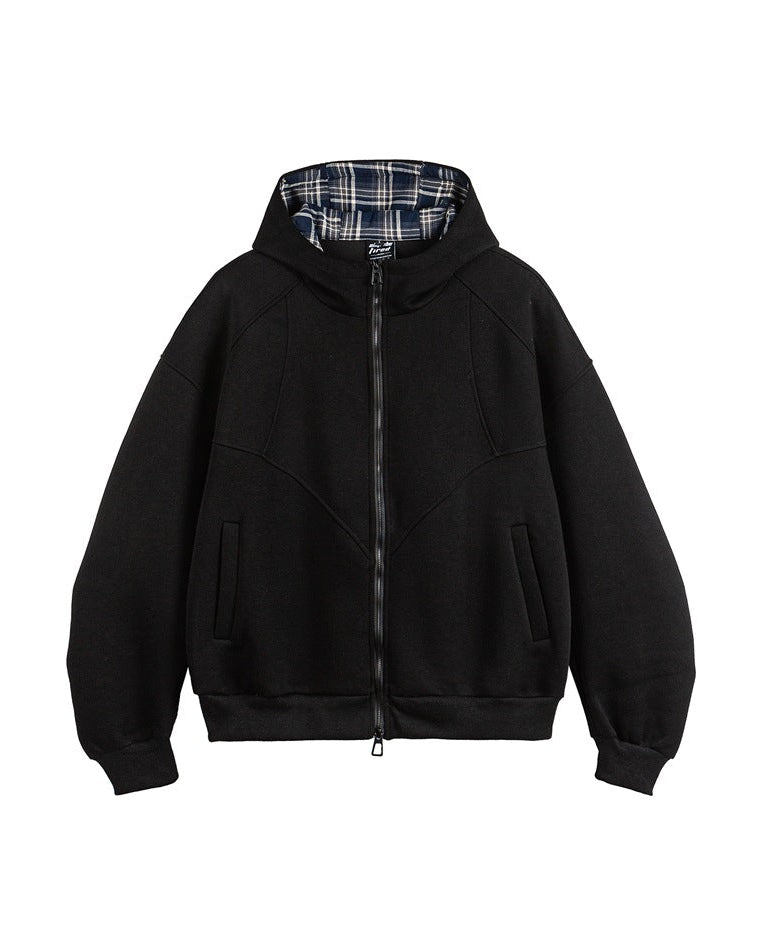 The Bluebird Plaid Patchwork Hooded Jacket