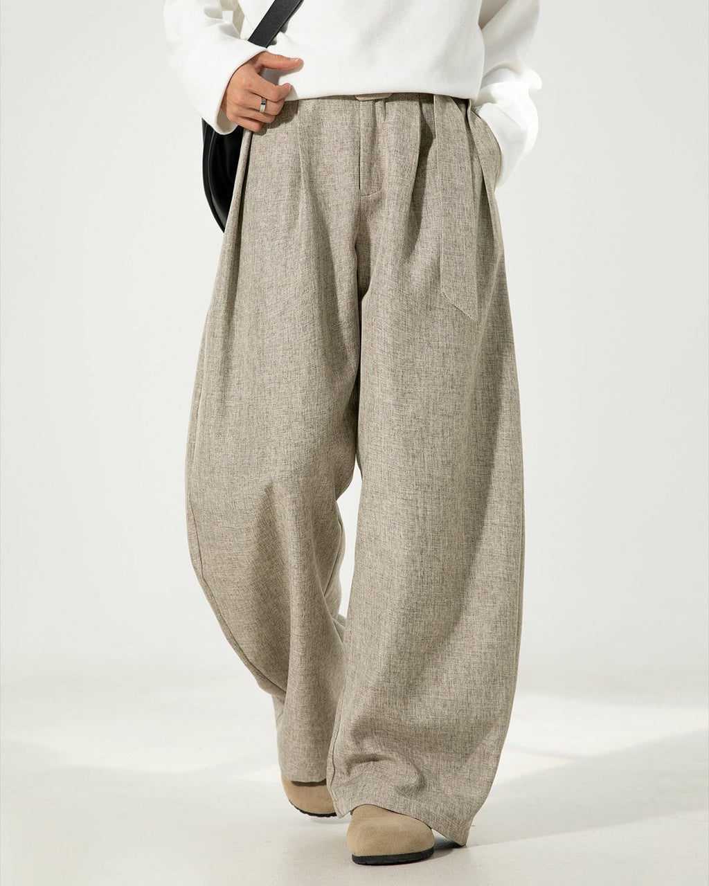 Wool-Blend Wide-Leg Trousers