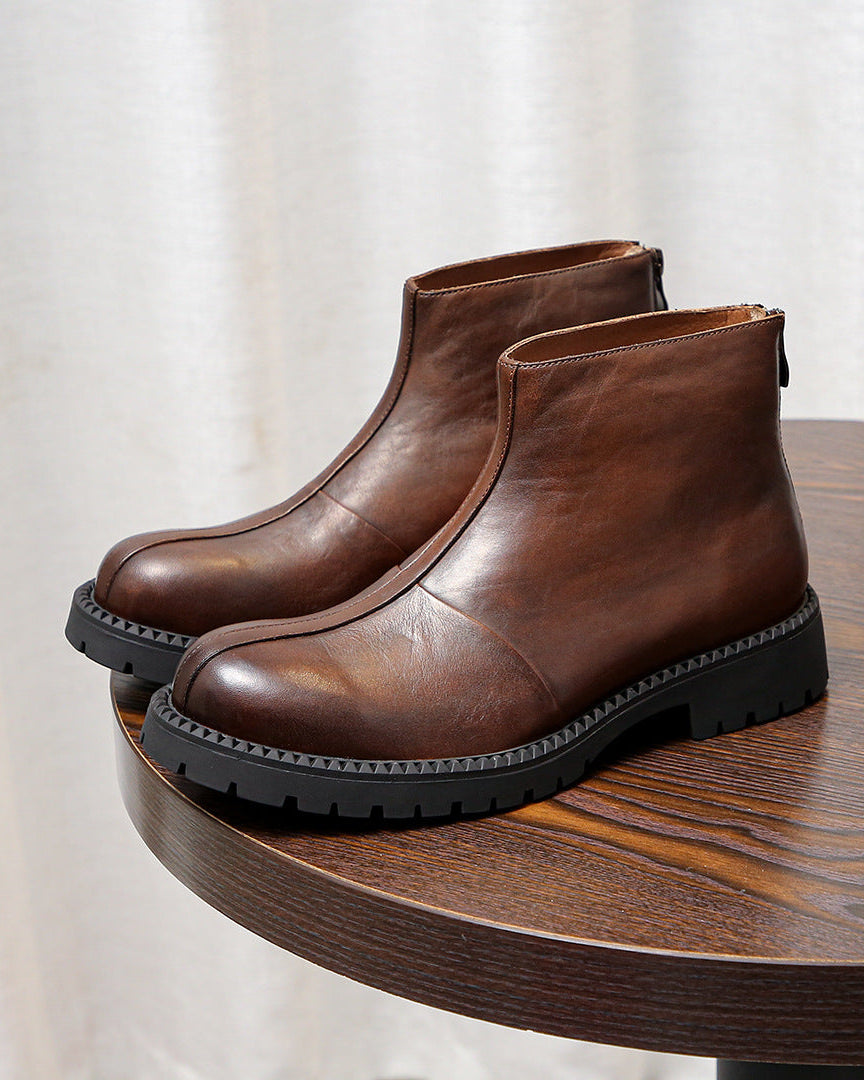 The Zip Rugged Leather Boots
