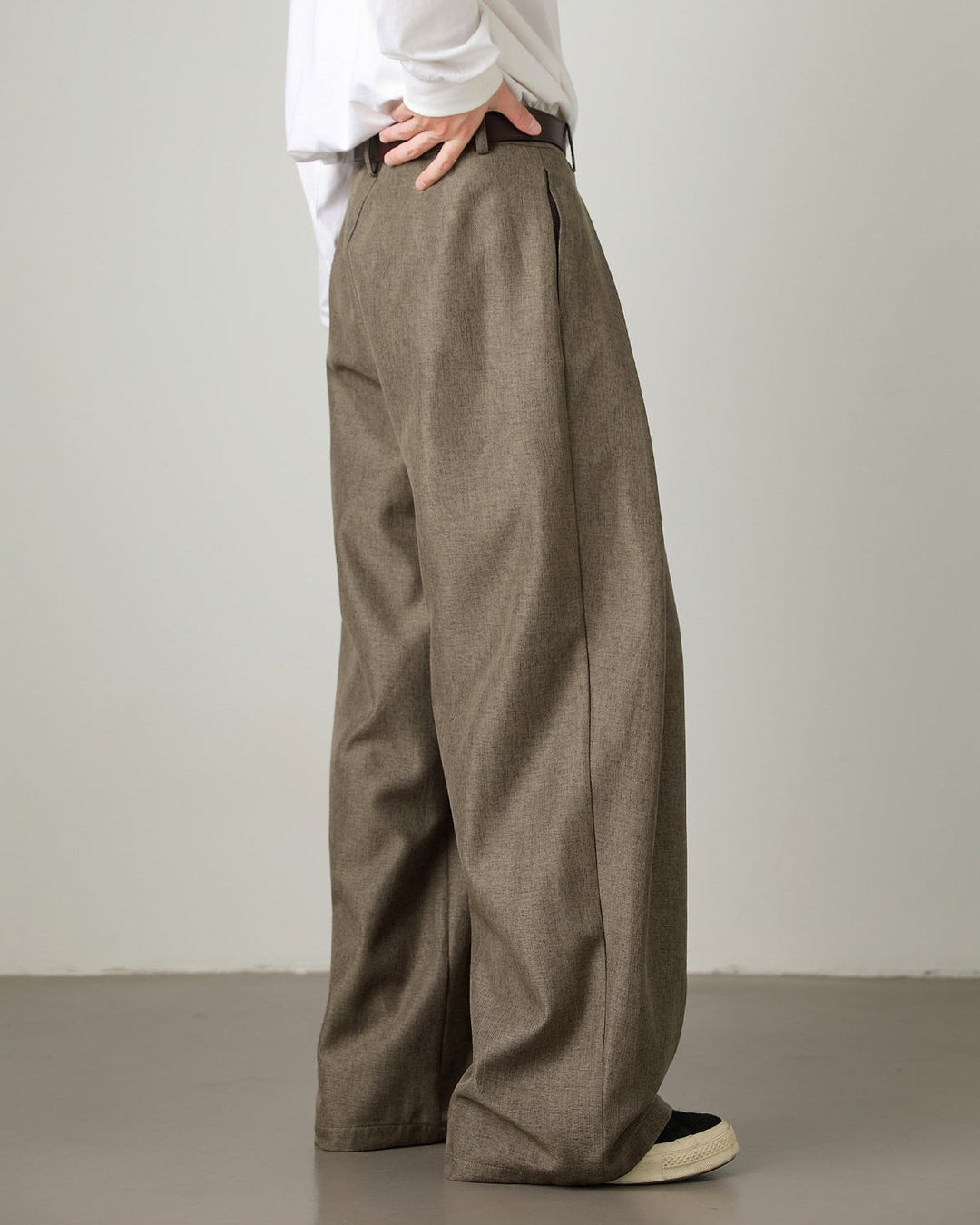 Wide-Leg Pleated Trousers