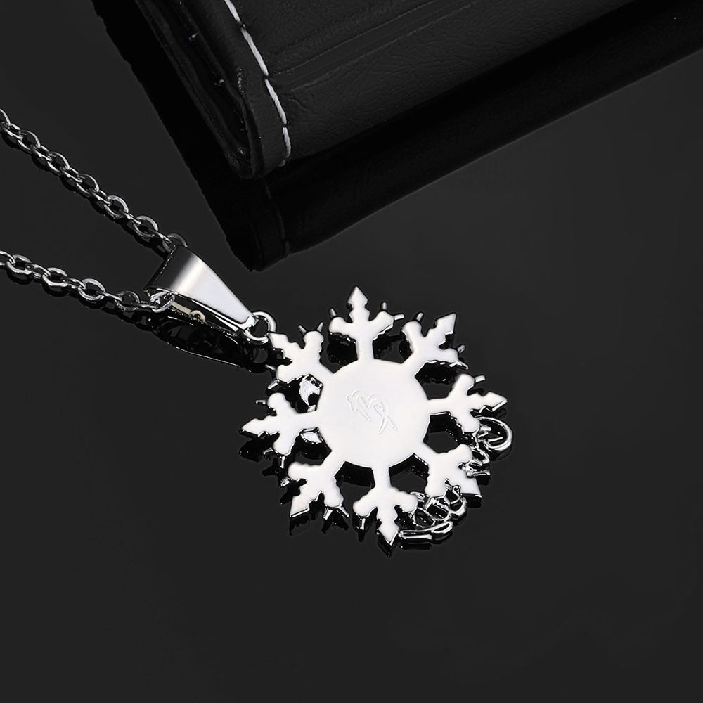 Iced Snowflake Kitty Pendant Necklace