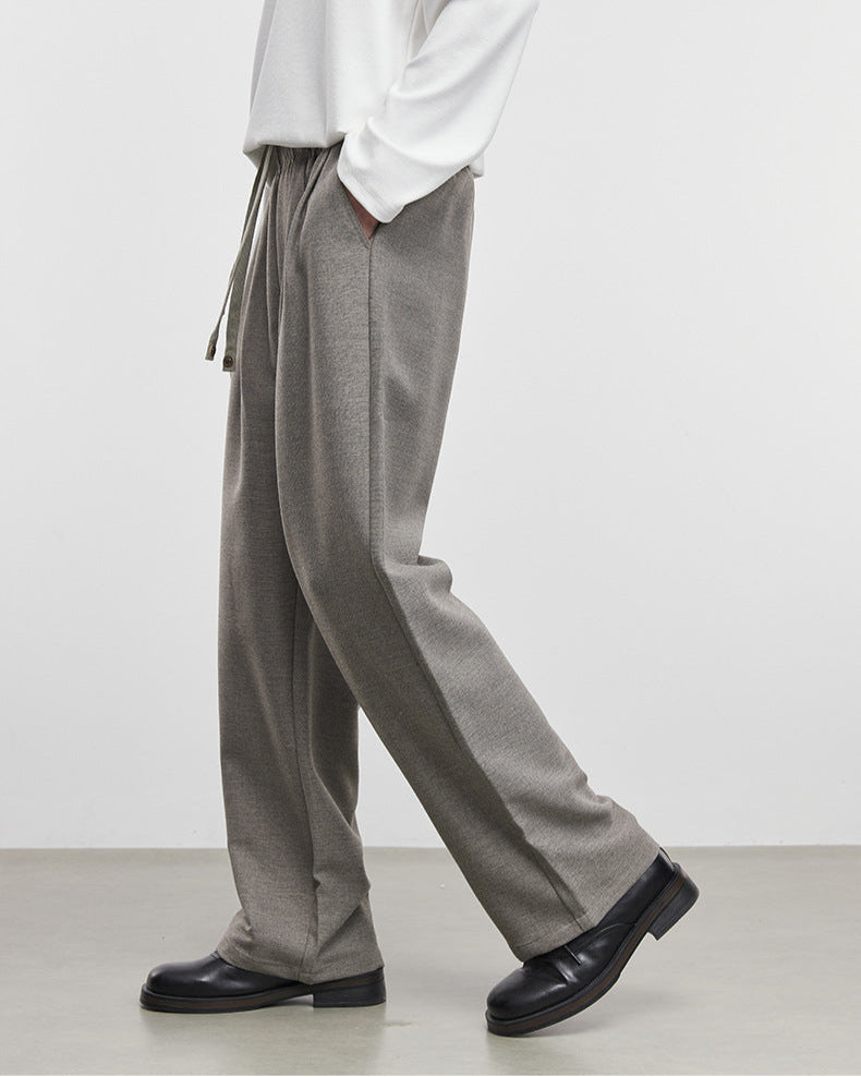 Shallow Silhouette Wide-Leg Slacks Pants