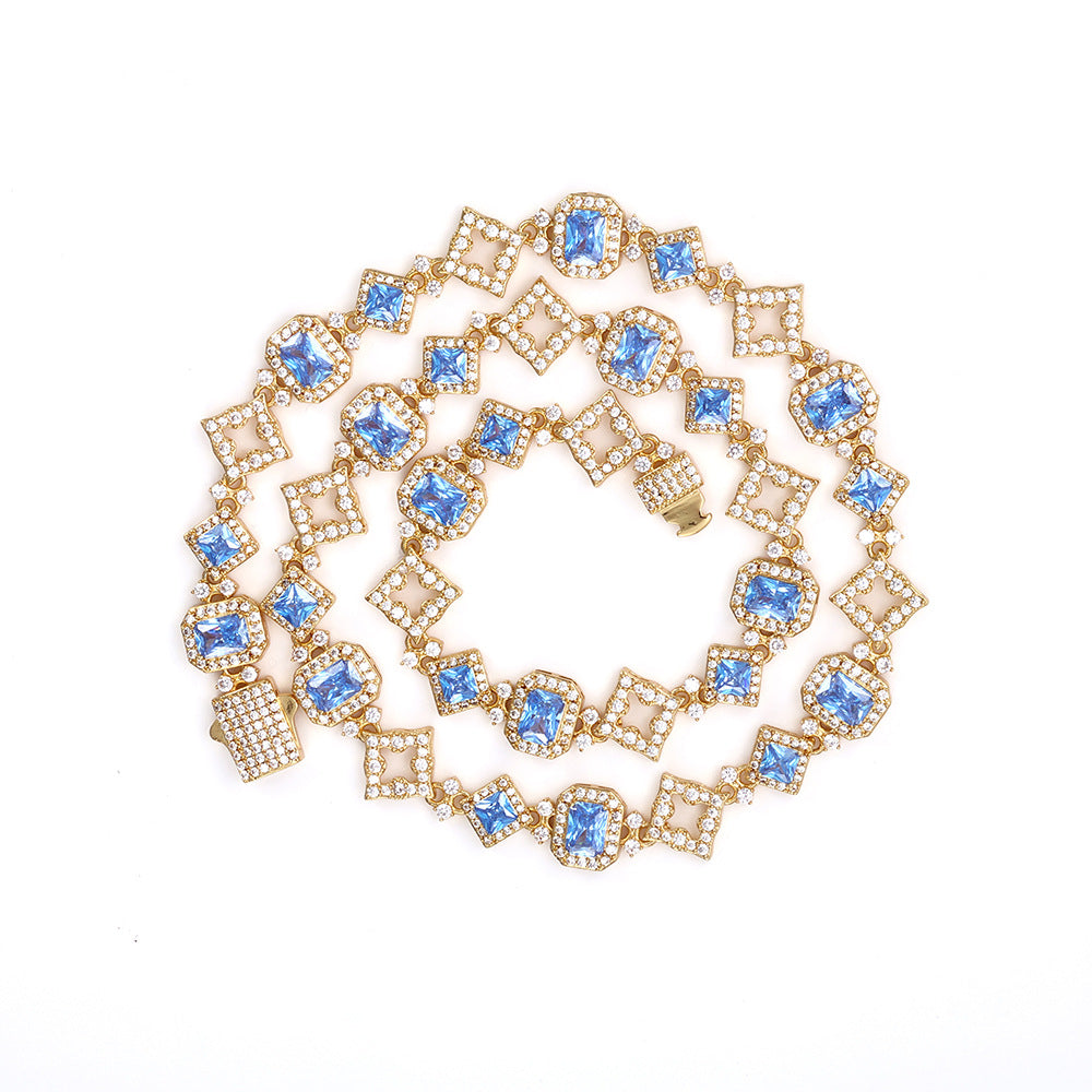 Blue Ice Halo Tennis Necklace