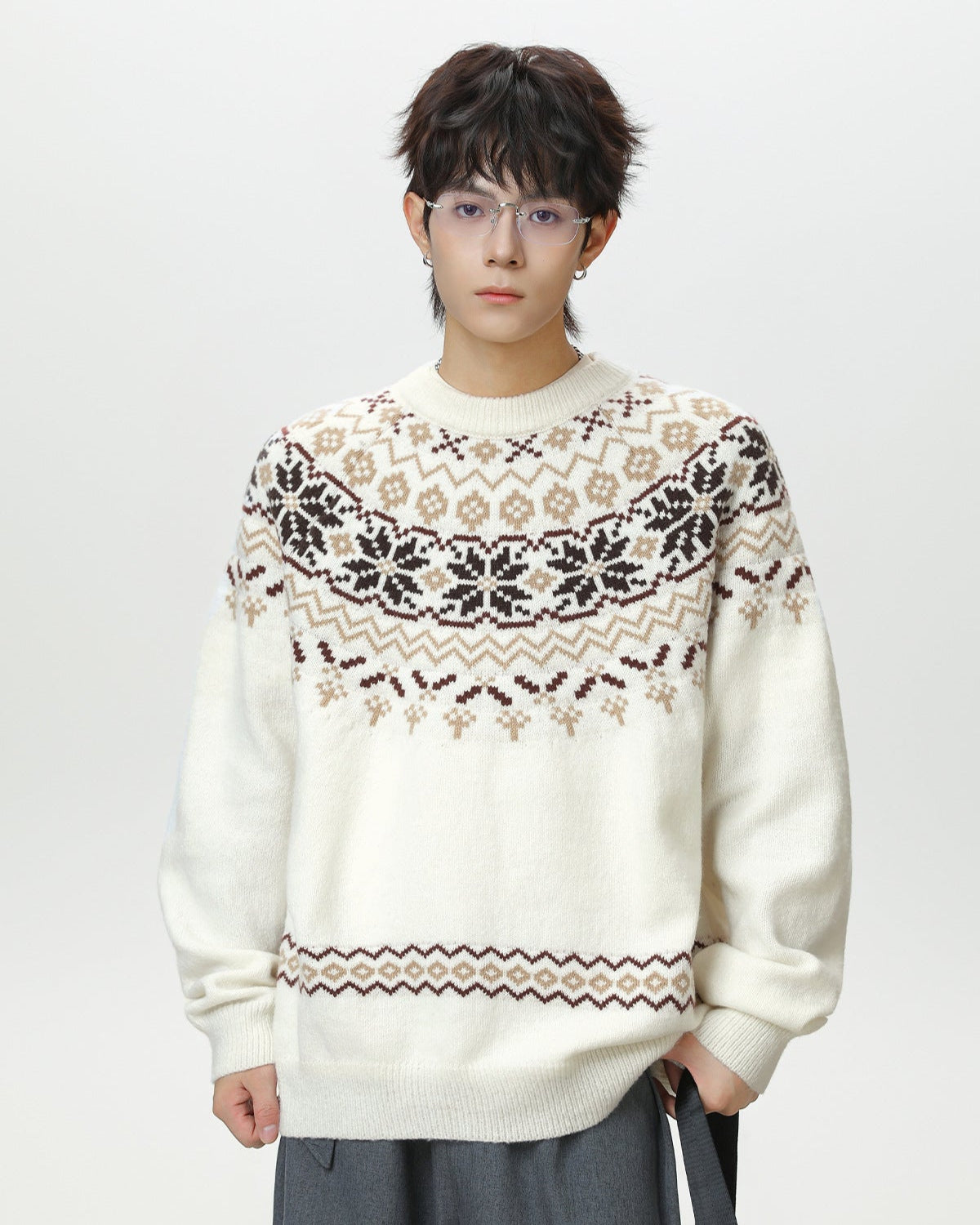 Nordic Heritage Knit Crewneck Sweater