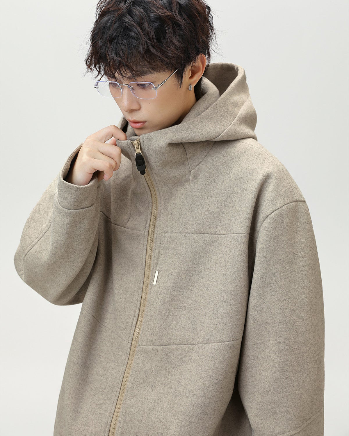 Split-Structure Textured Wool Blend Jacket