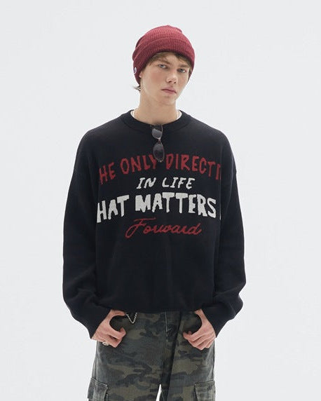 The Noir Top Round Neck Knitted Pullover Sweater