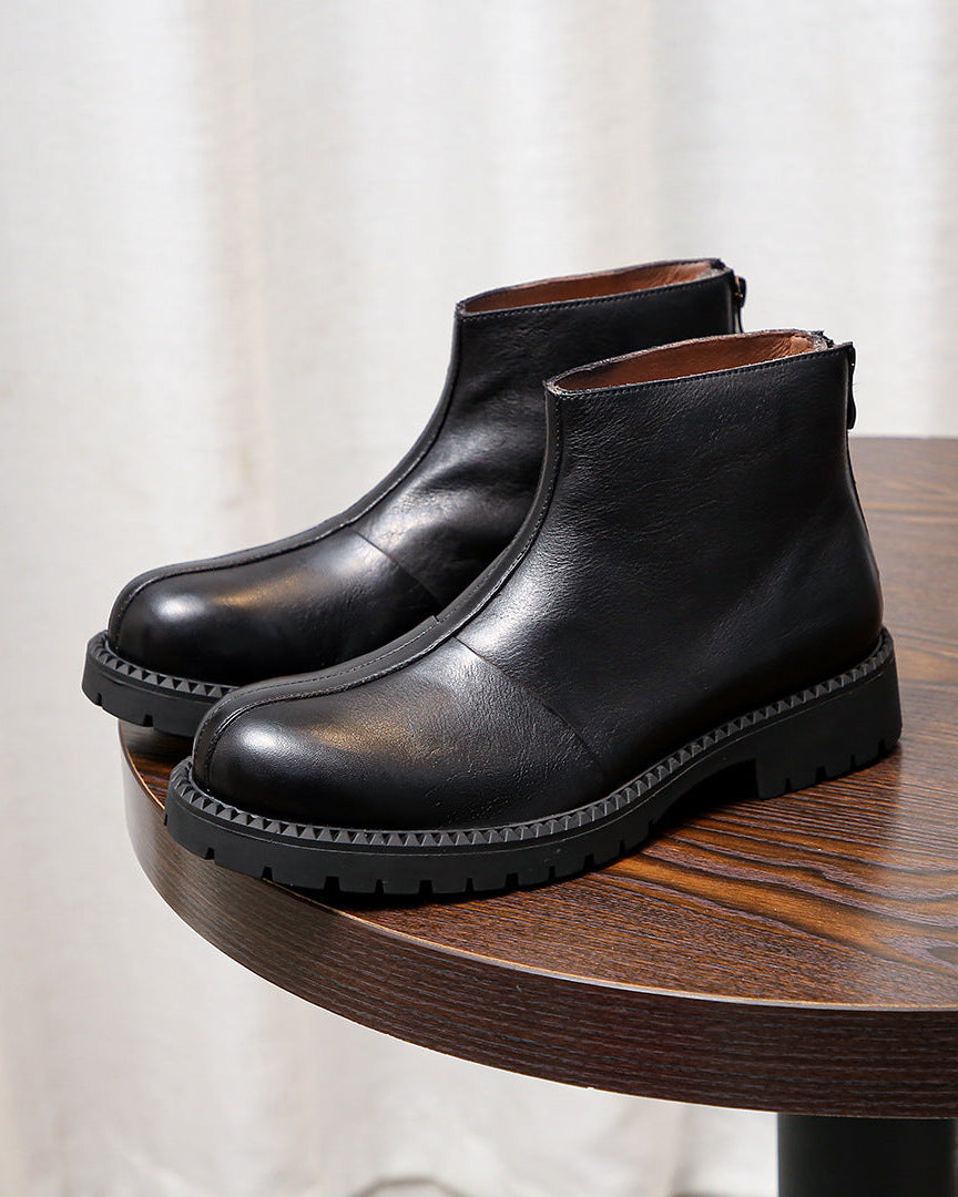 The Zip Rugged Leather Boots