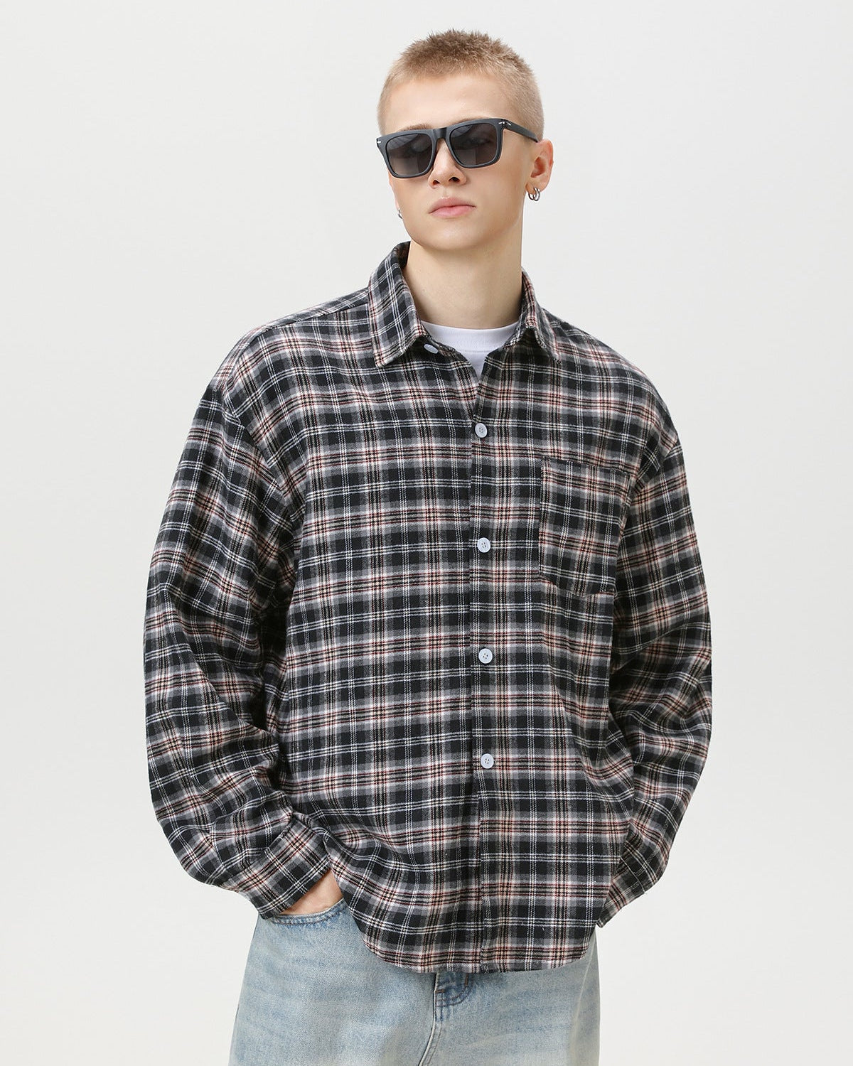 American Vintage Plaid Flannel Overshirt
