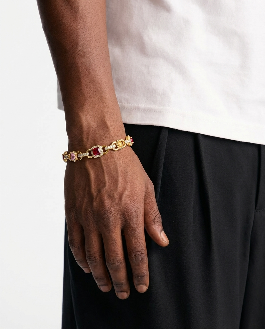 Ruby Halo Link Bracelet