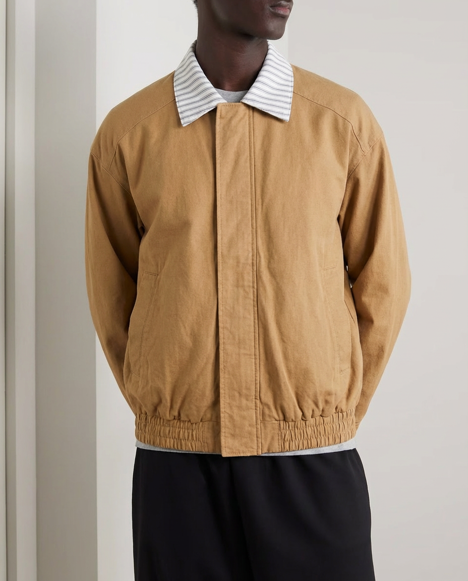 Striped Kraag Classic Zip‑Front Jacket