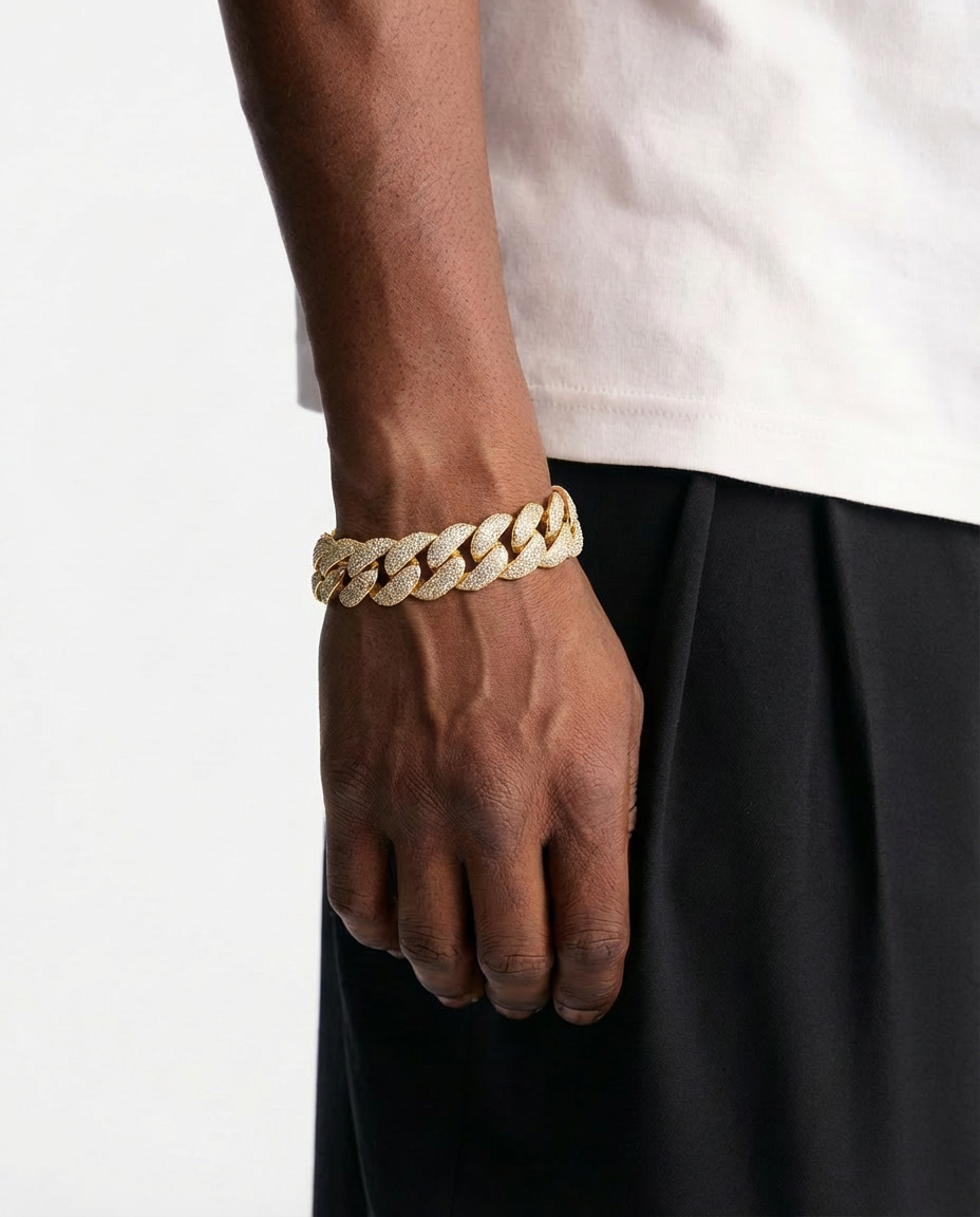 Thick Fully Iced Cuban Link Bracelet