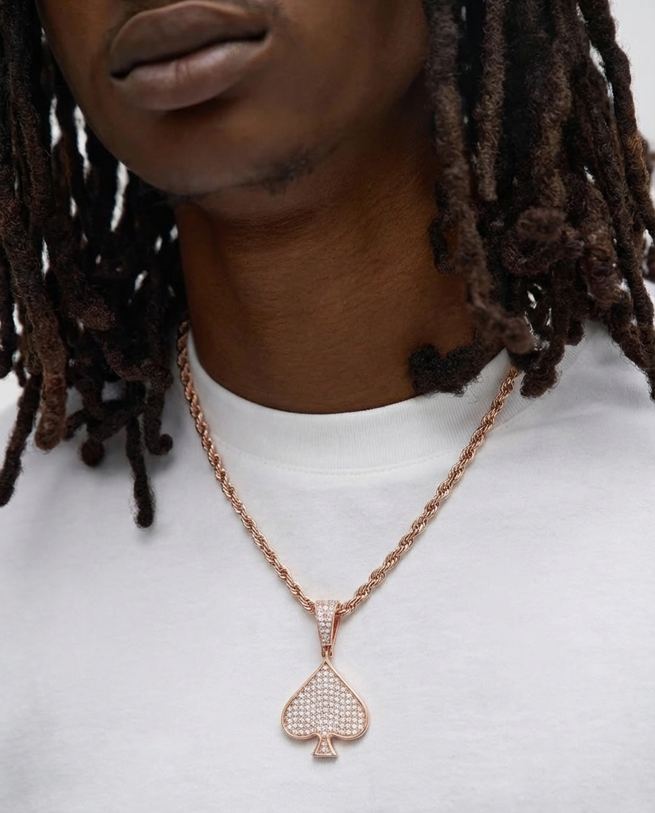 Iced Spade Pendant Necklace