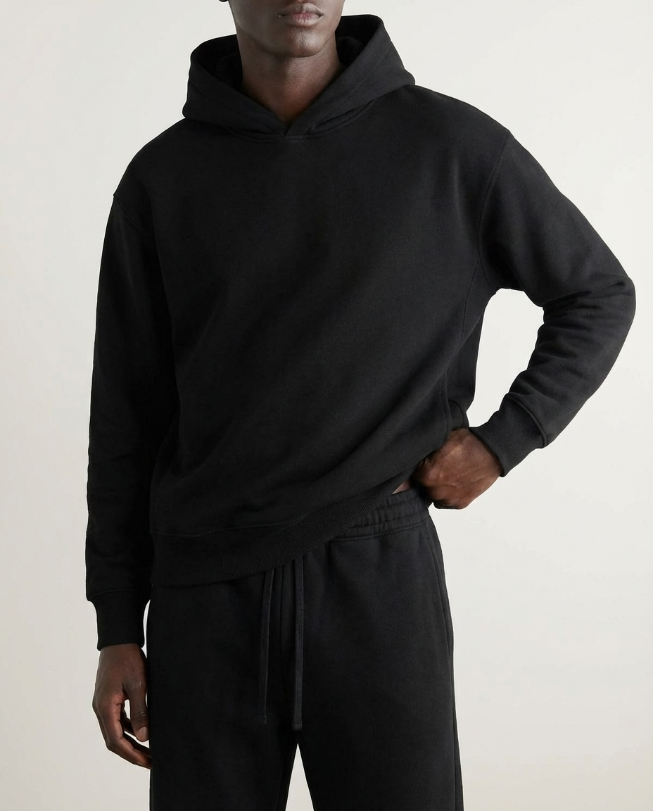 2-piece Loose Fit Hoodie and Joggers Set - Black