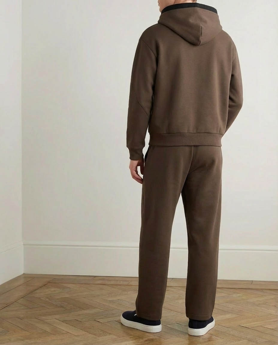 2-piece Loose Fit Hoodie and Joggers Set - Brown