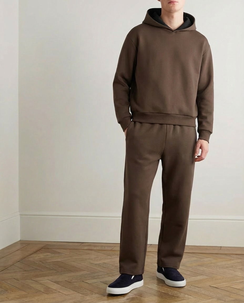 2-piece Loose Fit Hoodie and Joggers Set - Brown