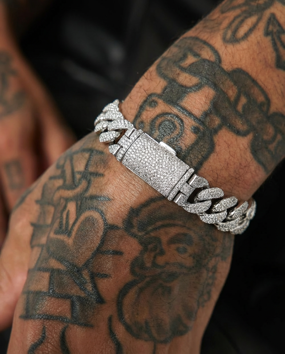 14mm Fully Iced Cuban Lock Bracelet