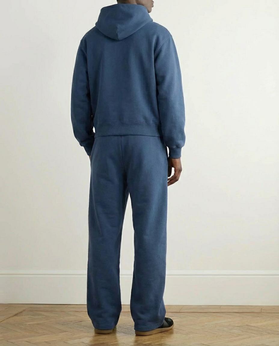 2-piece Wide Loose Fit Hoodie and Joggers Set - Blue
