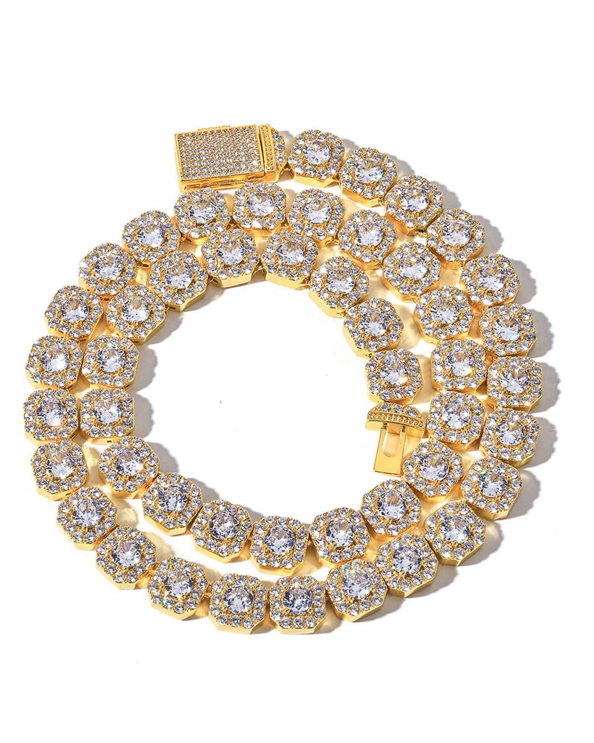 Octagon Halo Iced Link Chain