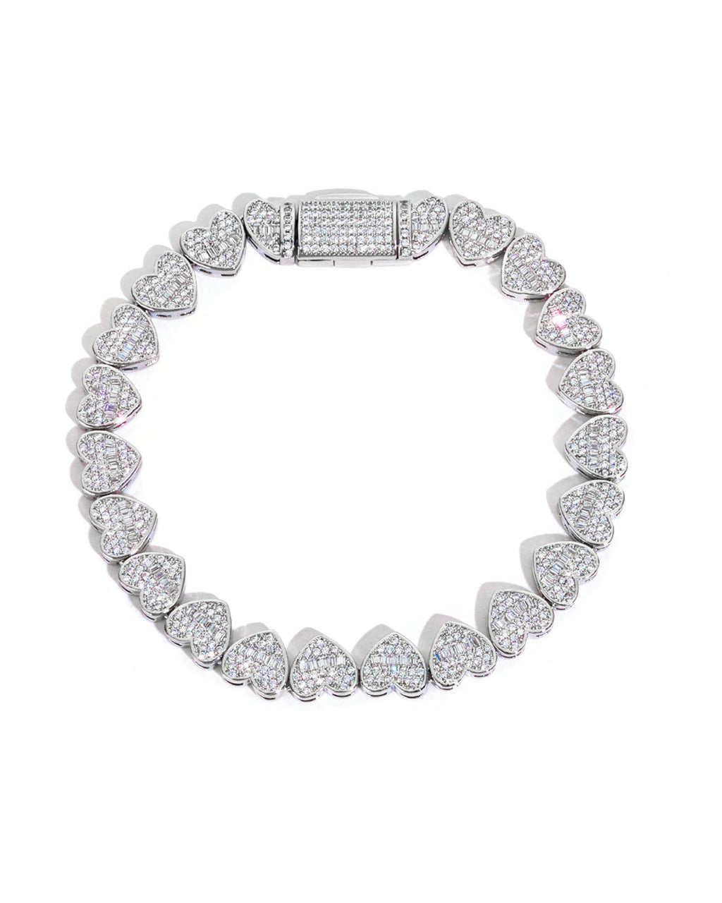 Iced Heart Link Bracelet