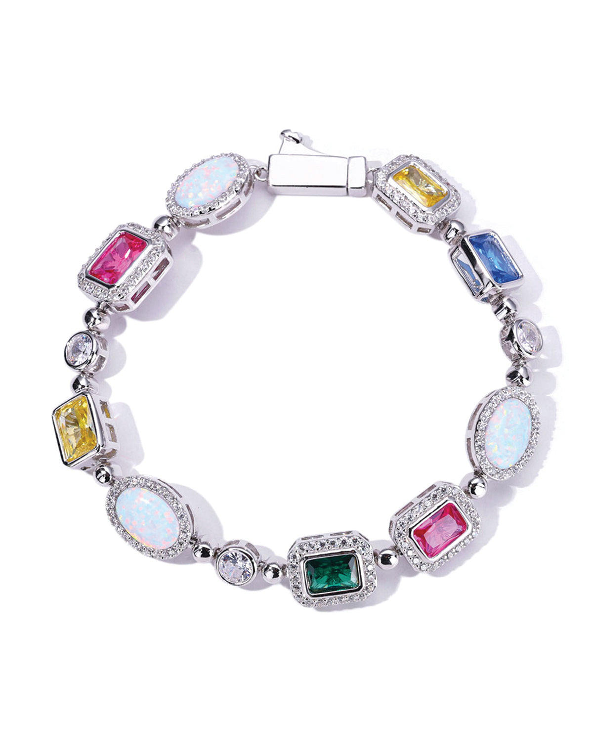 Opal & Gemstone Tennis Bracelet – Gold Edition