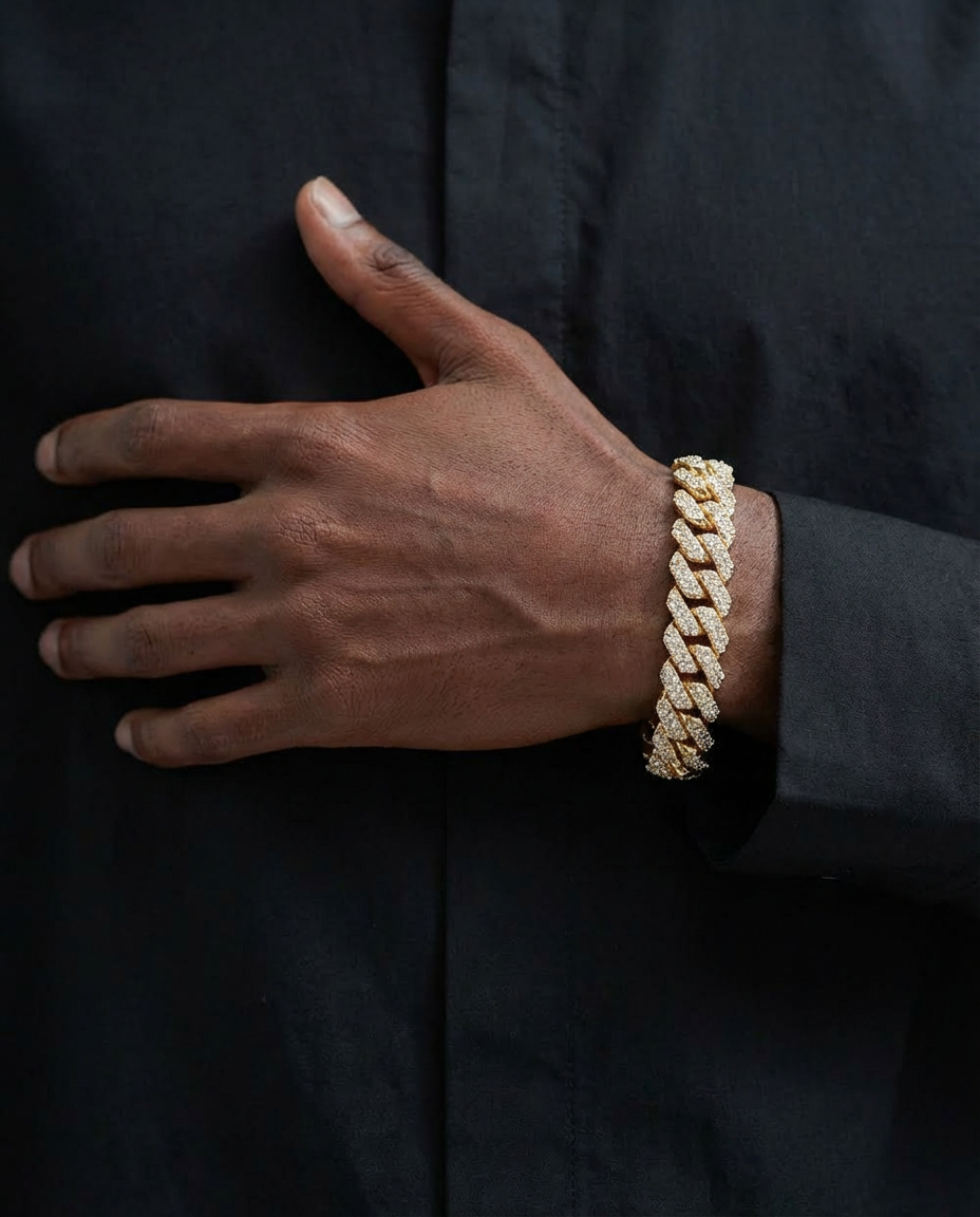 Classic Iced Cuban Link Bracelet – Silver Edition