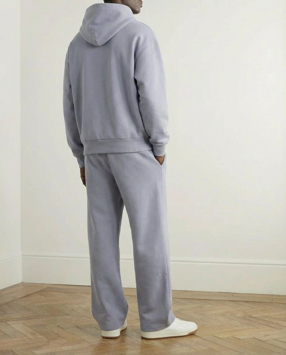 2-piece Wide Loose Fit Hoodie and Joggers Set - Light Blue