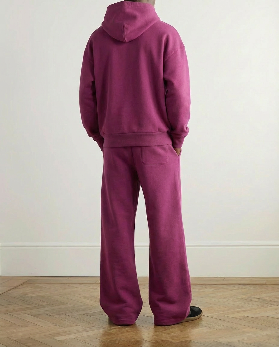 2-piece Wide Loose Fit Hoodie and Joggers Set - Pink