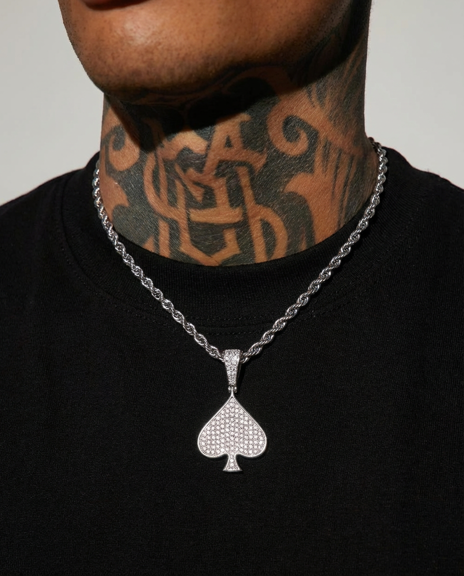 Iced Spade Pendant Necklace