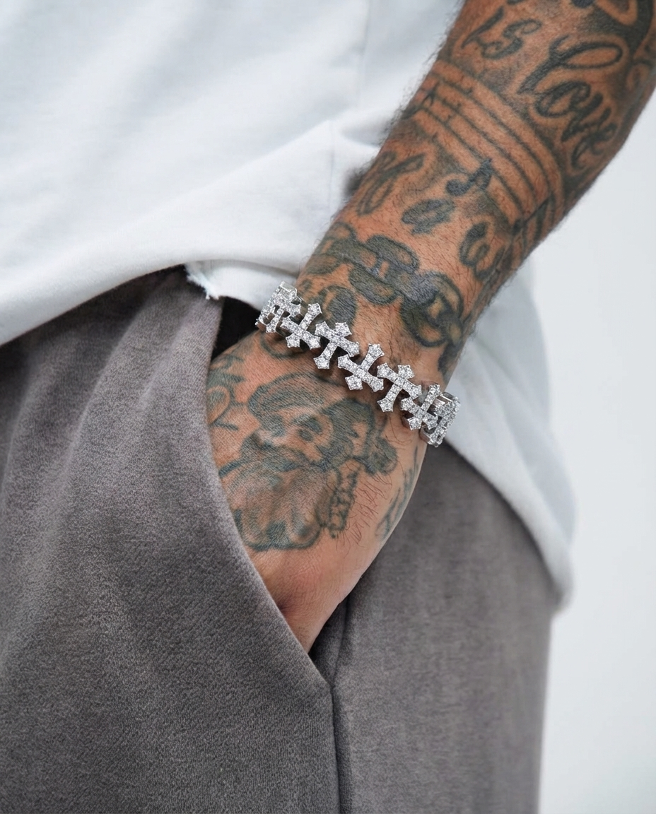 Iced Cross Link Bracelet