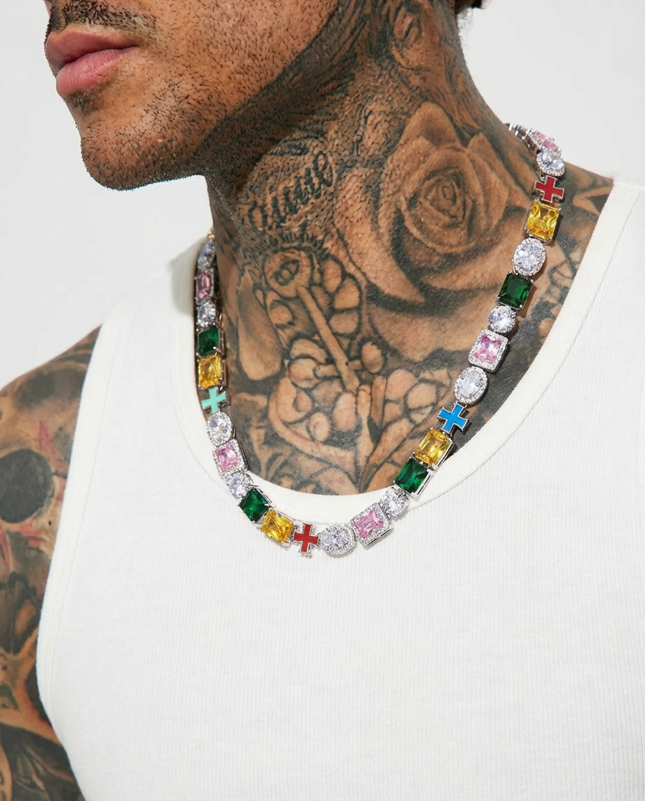 Royal Mosaic Cross Necklace