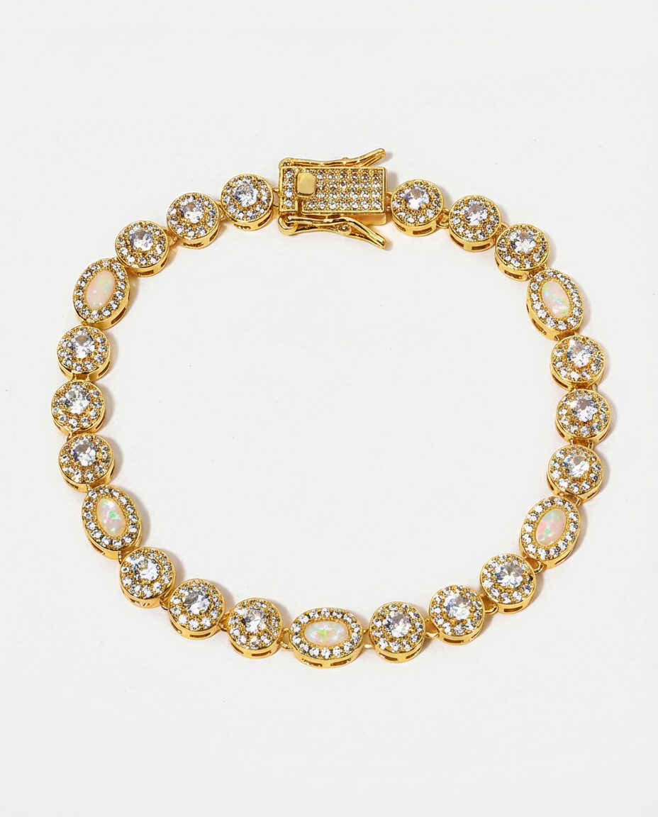 Opal Halo Tennis Bracelet
